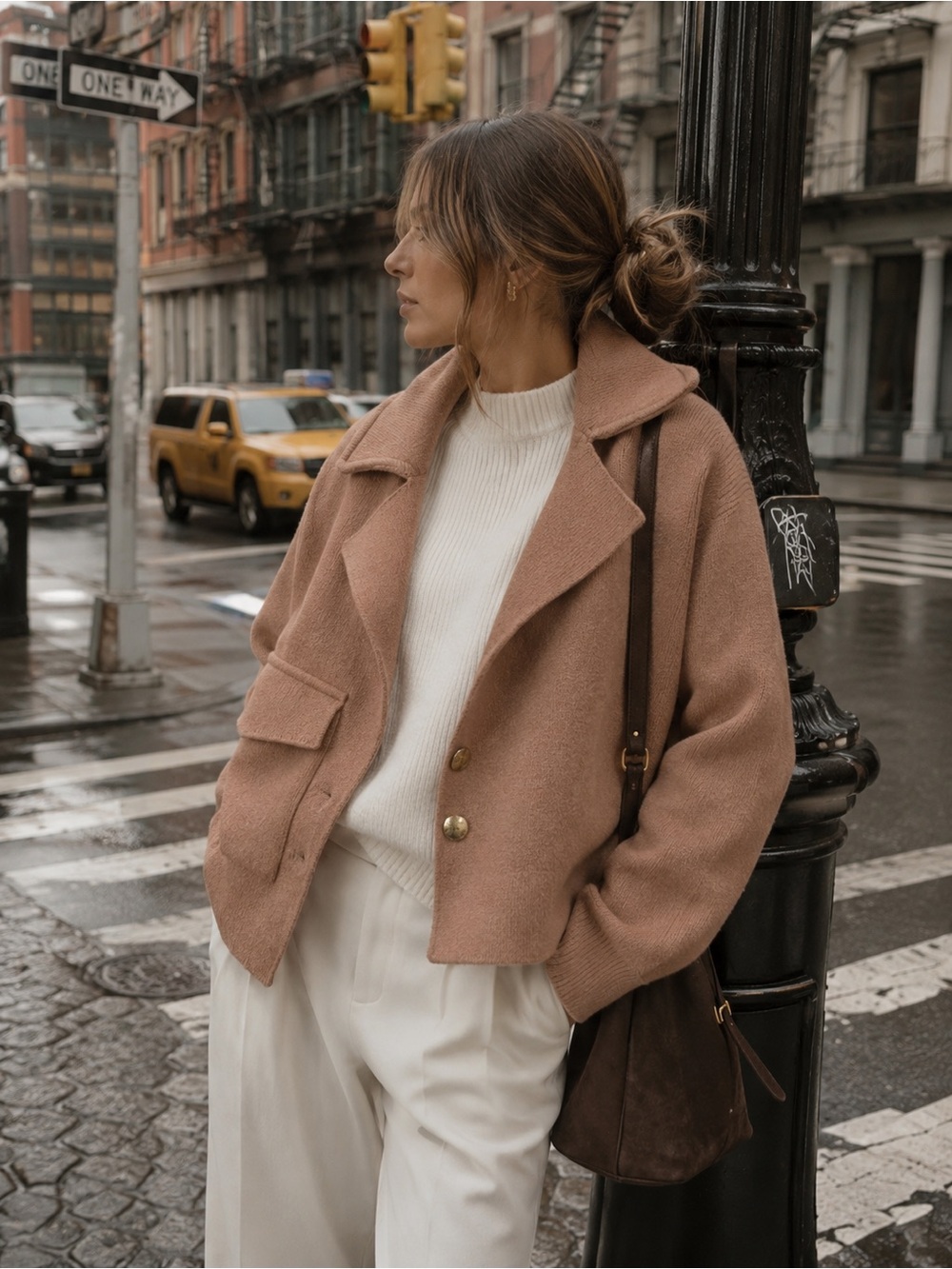 SACADA by Anthropologie Camel Knit Jacket Oversized Wool Cardigan Quiet Luxury M